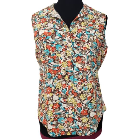 Two by Vince Camuto Floral Sleeveless Blouse M - Picture 1 of 9